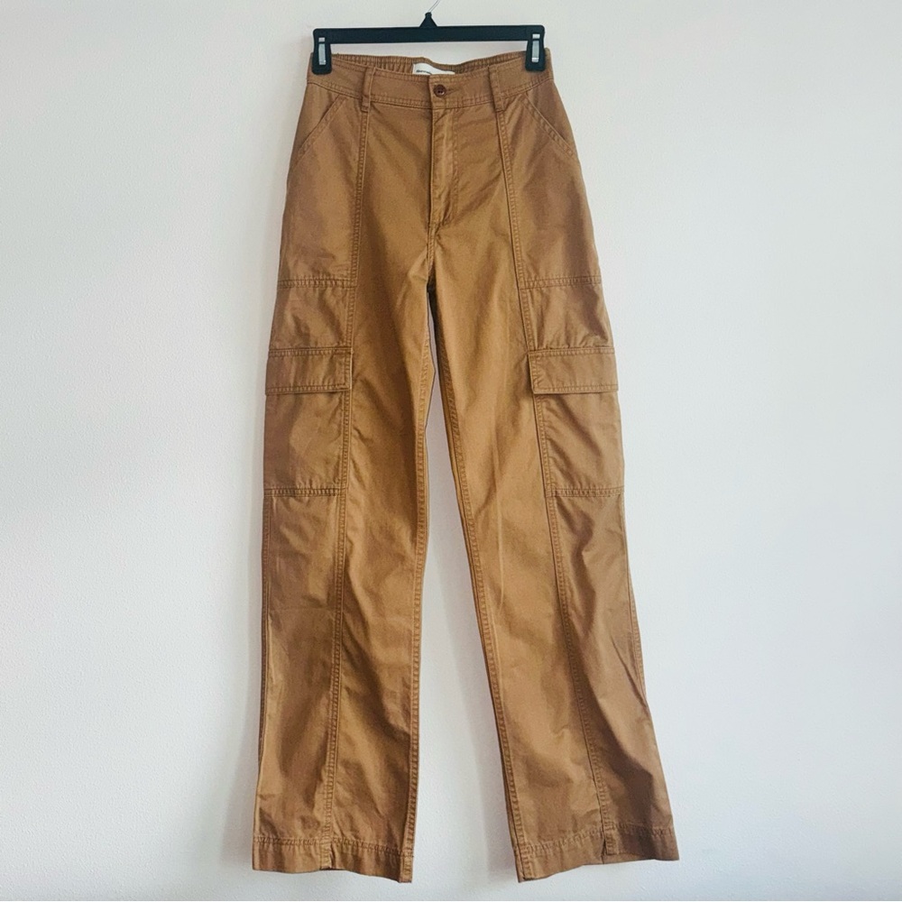 Abercrombie & Fitch Womens Wide Leg Khaki Cargo Pants Size 25/0 Long